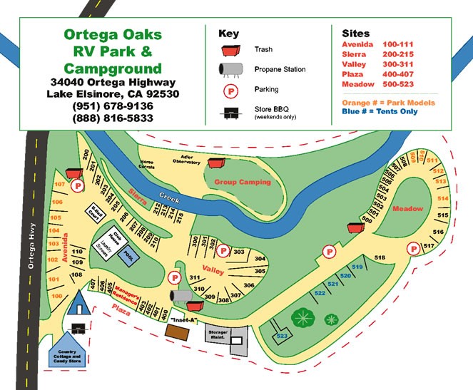 Ortega Oaks RV Park & Campground - Lake Elsinore, CA - RV Parks
