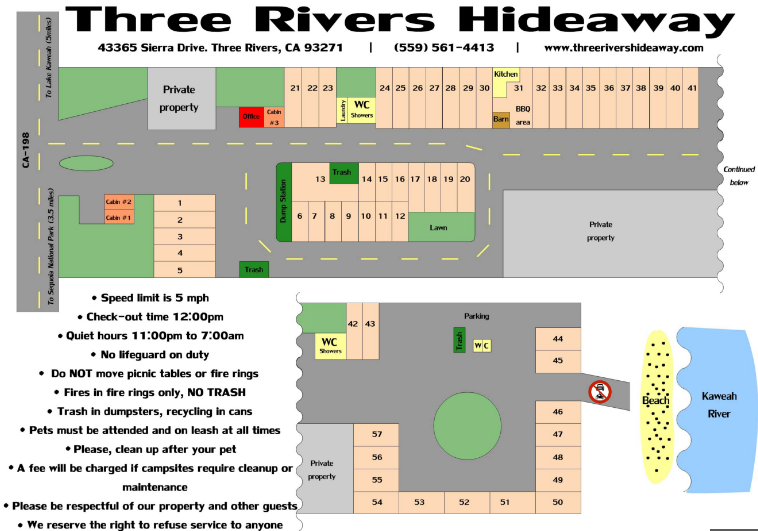 Three Rivers Hideaway - Three Rivers, CA - RV Parks