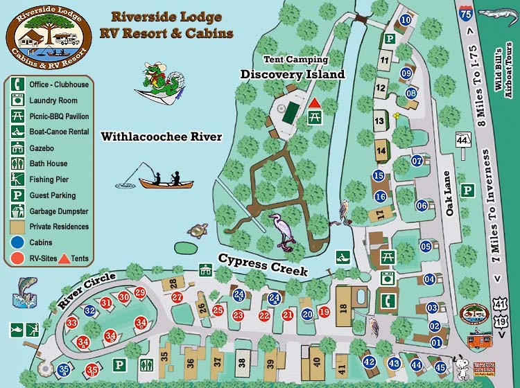 Riverside Lodge Resort Cabins and RV Rentals - Inverness, FL - RV Parks