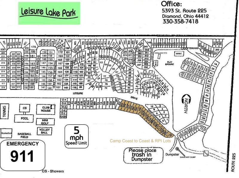 Leisure Lake Park Diamond, OH RV Parks
