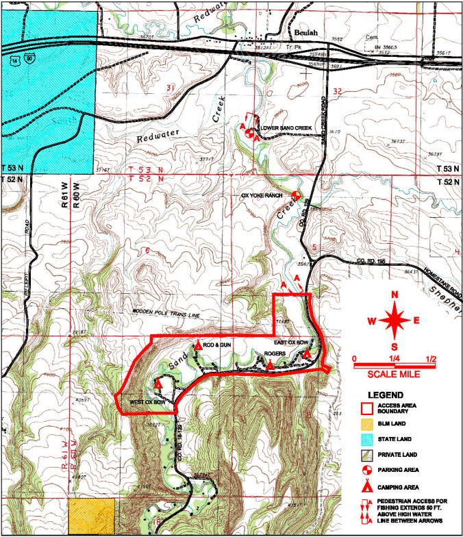 West Oxbow Camping Area Beulah, WY Free Camping