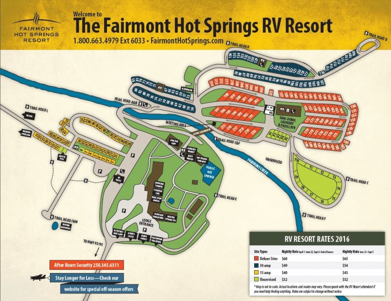 Fairmont Rv Resort Map Fairmont Hot Springs Resort - Fairmont Hot Springs, Bc - Rv Parks -  Rvpoints.com